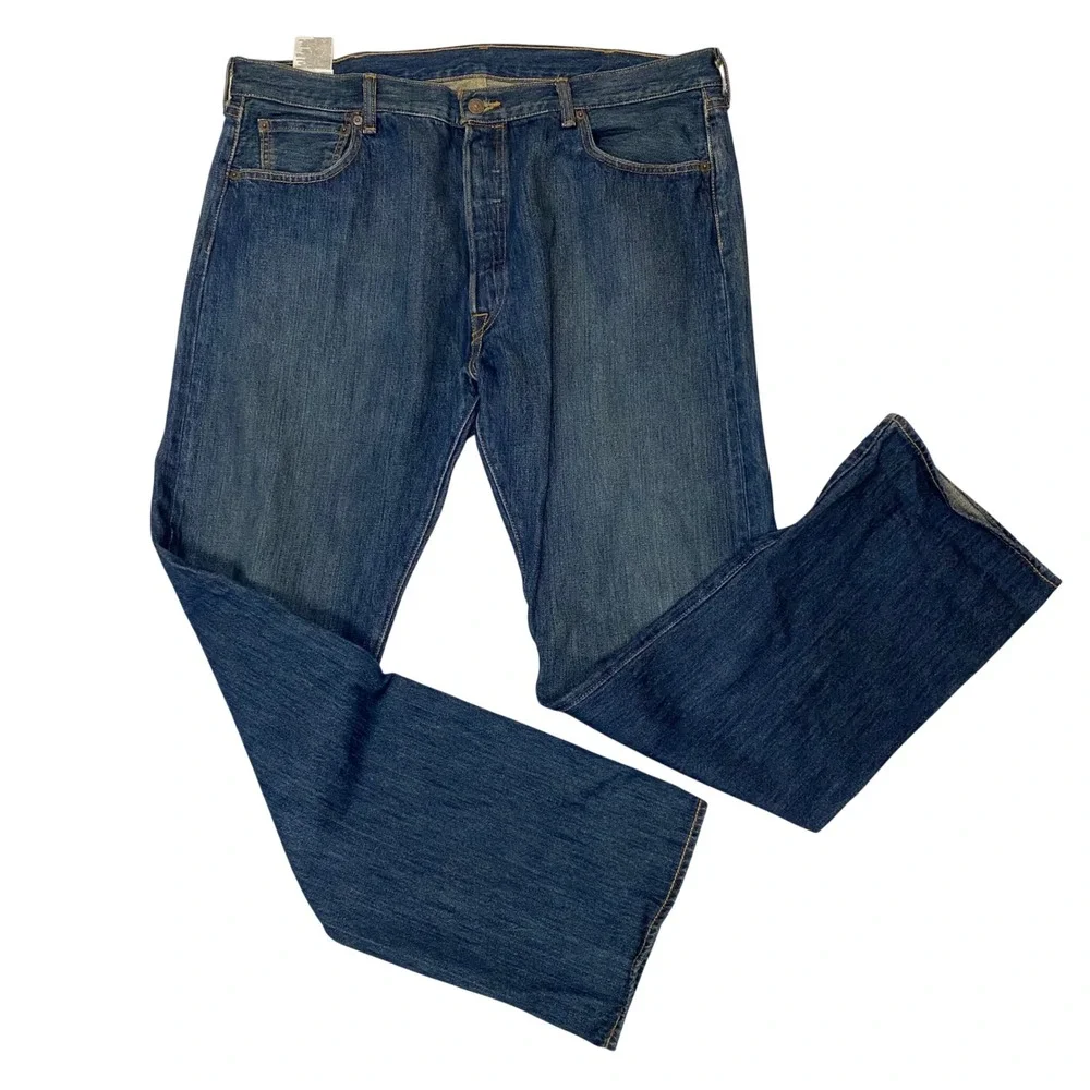 Levis 501 Button Fly Straight Leg Jeans Mens 40x32 Blue Denim Classic Fit